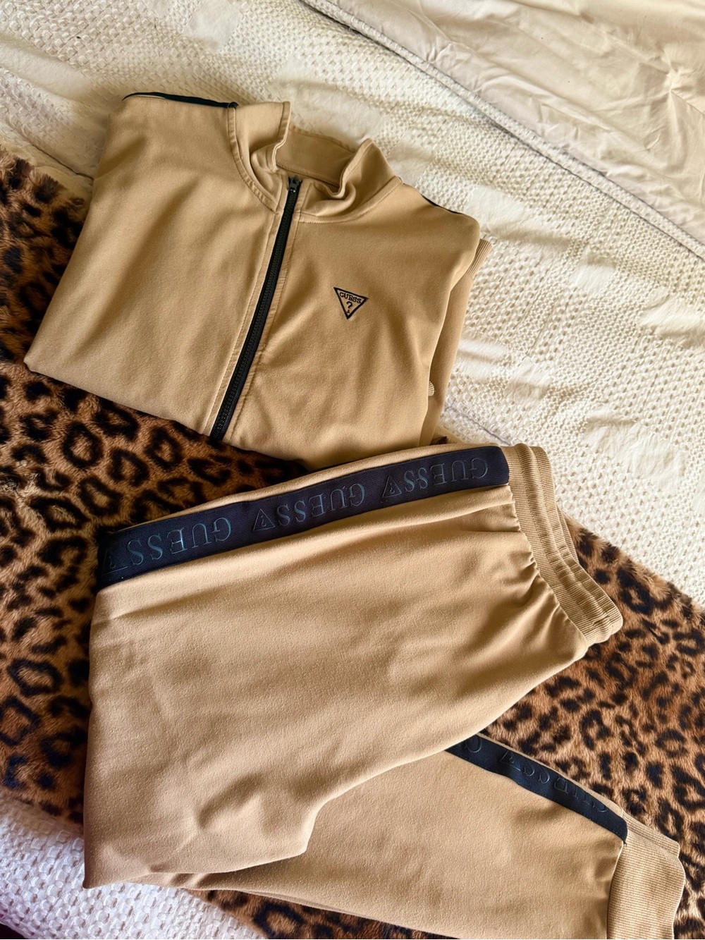 Guess Kids Tan Track Jacket & Joggers with Black Trim